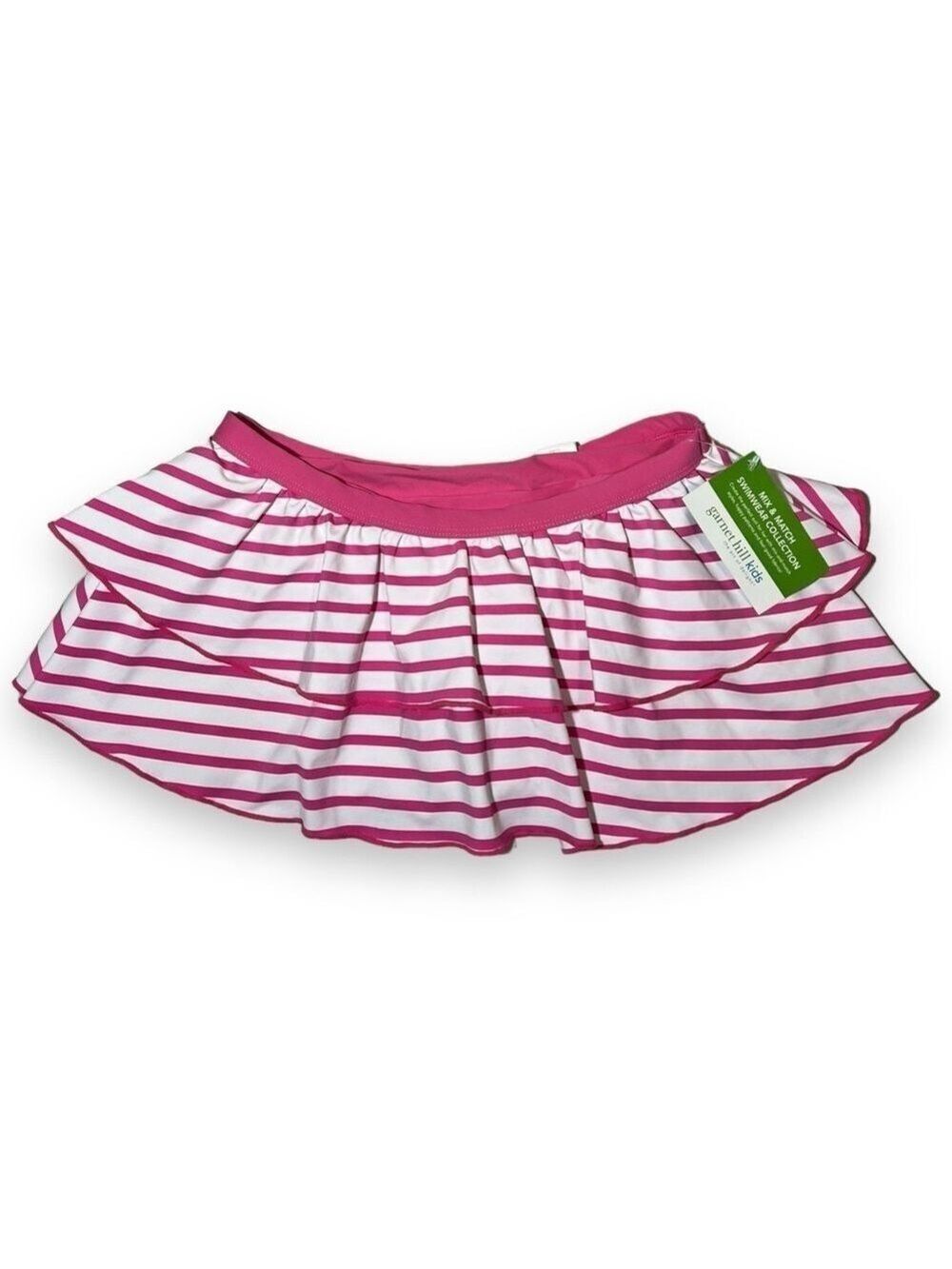 Garnet Hill Girl’s Ruffle Skirted Swim Bottom Pink White Size 12